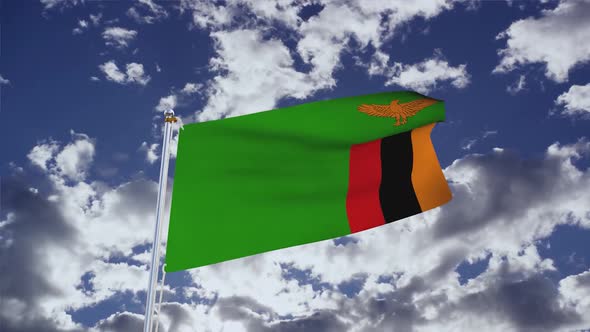 Zambia Flag With Sky