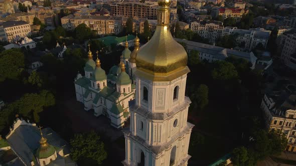 Amazing Ancient Monastery in Kyiv Pechersk Lavra During Sunset Ukraine