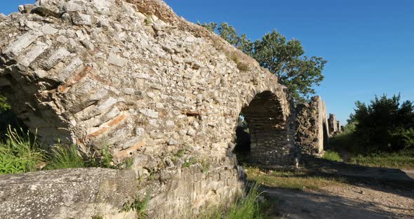 Barbegal aqueduct, Roman ruins in Fontvielle, Provence, Southern France