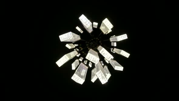 Large Light Chandelier on a Black Background