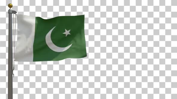 Pakistan Flag on Flagpole with Alpha Channel