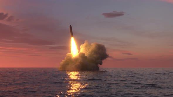 Ballistic Missile Launch From Underwater 4k