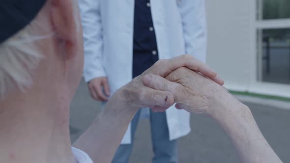 Close Up White Hands of Elderly Man