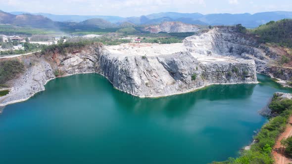 Aerial view landscape Mountain View and lake Blue waters and bluesky