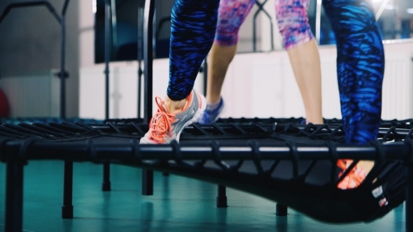 Legs Are Jumping On The Trampoline: Jumping