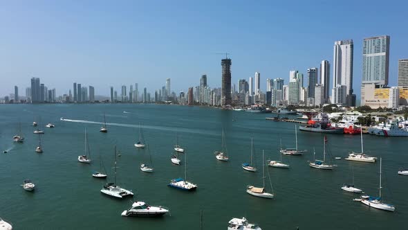 Yacht Parking in the Cartagena Bay Colombia Aerial View