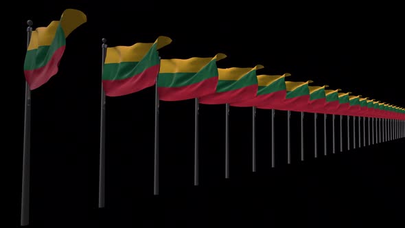 Row Of Lithuania Flags With Alpha 2K