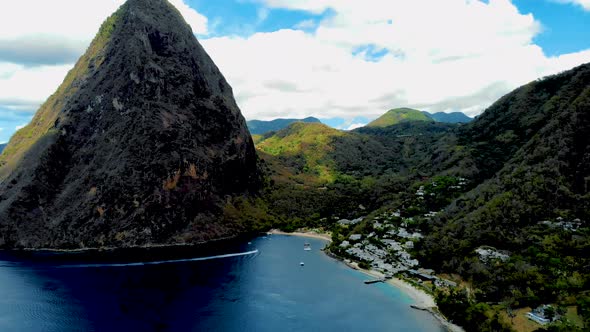 St Lucia Caribbean Huge Pitons Drone View at Saint Lucia Sugar Beach St Lucia Mountains