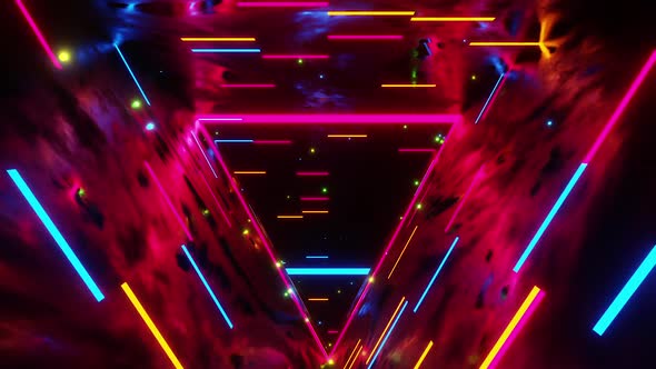 Triangular Tunnel With Neon Lights HD ProRes