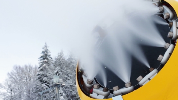 Snow Machine Gun On a Ski Slope
