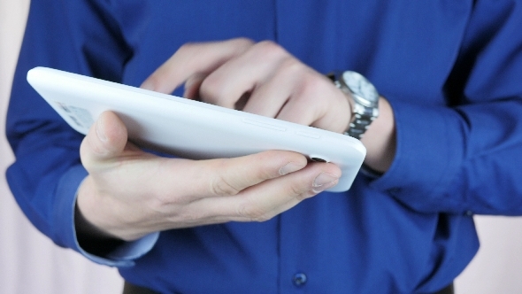 Businessman Typing Sms Fast