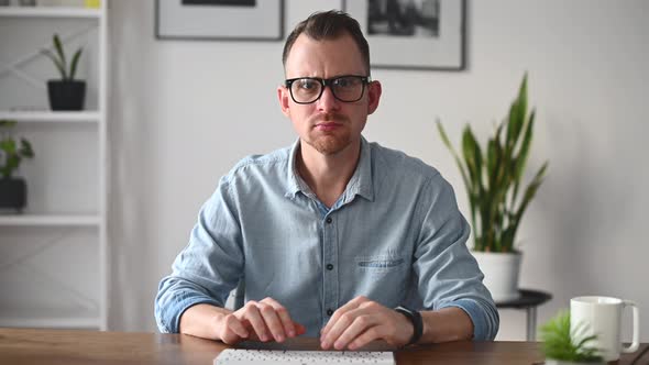 A Young Man Is Working Online Webcam View