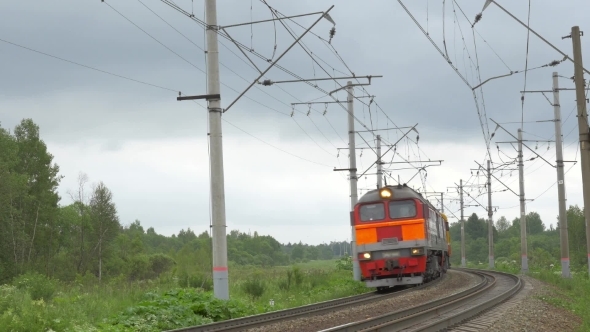 Locomotive Moving In The Countryside