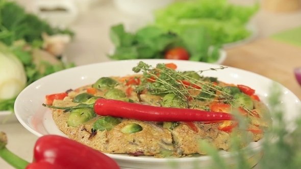 Presentation Of Omelette With Red Paprika, Brussel