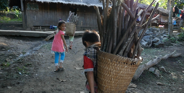 Children Carrying Wood