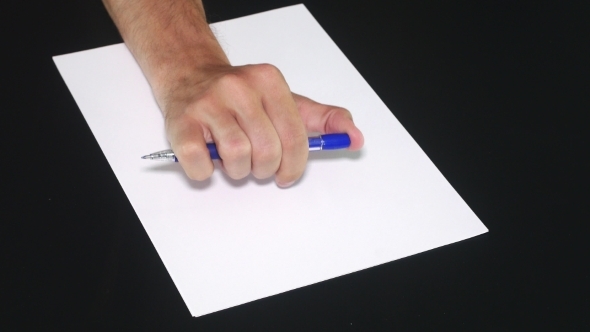 Male Hand Playing Nervously With Pen