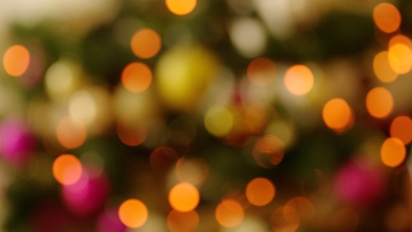 Christmas Tree With Decorations And Fairy Light