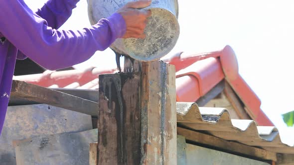 Worker Take Cement For Construction 1