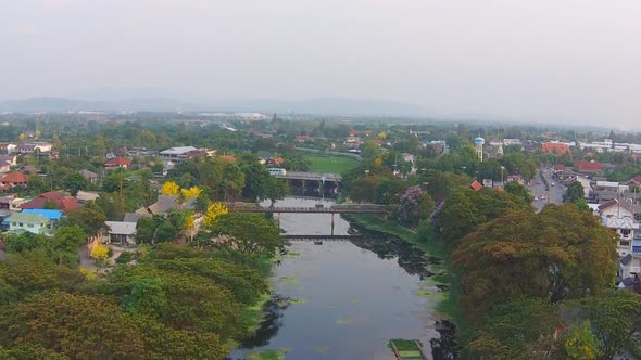 Aerial View Over The River In Lamphun City 1