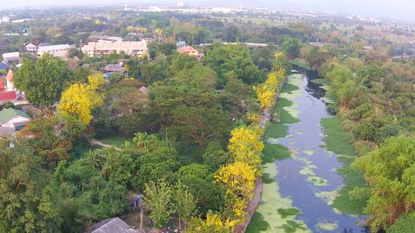 Aerial View Over The River In Lamphun City 3