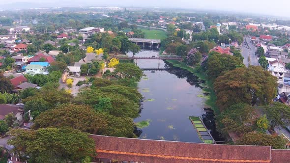 Aerial View Over The River In Lamphun City 5