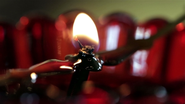 Oil Lamp Wick In Fire