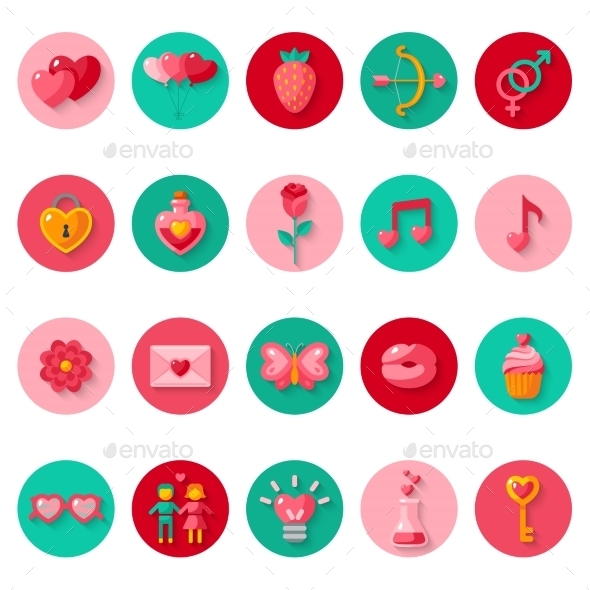 Valentines Day Icons Elements Collection.