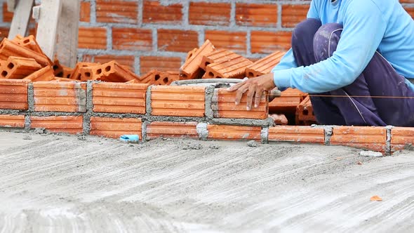 Brick Wall Construction For House Building 1