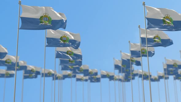 San Marino Row Of National flags Walk Throw Animation