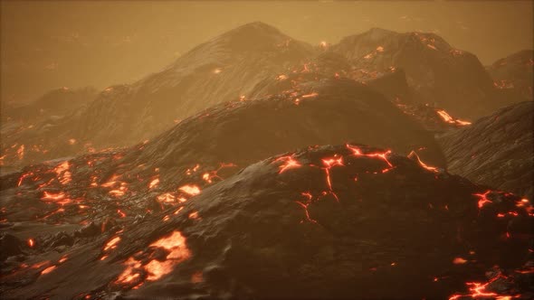 Lava Fields and Hills at Active Volcano