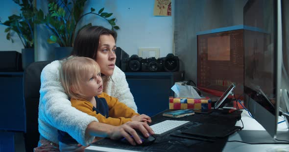 Creative Freelance Woman Working with Computer Editing Video at Home Office