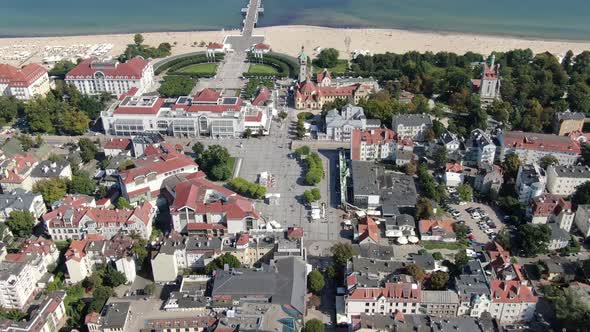 Aerial view of Sopot city at Baltic sea in Poland, Europe