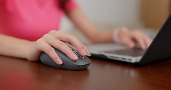 Woman work on computer at home