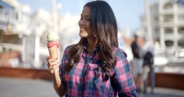 Young Girl Eating Ice Cream