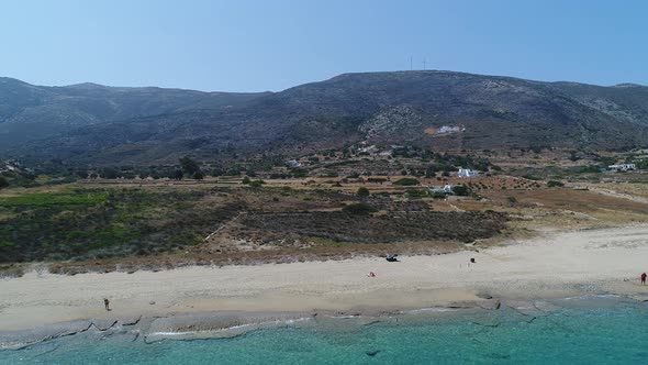 Mylopotas on the island of Ios in the Cyclades in Greece seen from the sky