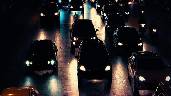 Cars At Night Dramatic Lights