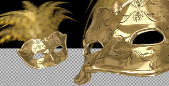 Romantic Mask - Gold and Feathers - Pack of 2 alt