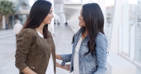 Two Beautiful Ladies Chatting