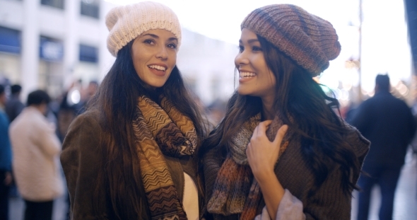 Two Stylish Young Women In Winter Fashion alt