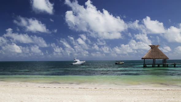 Beach With Wooden Pier And Bungalow 2