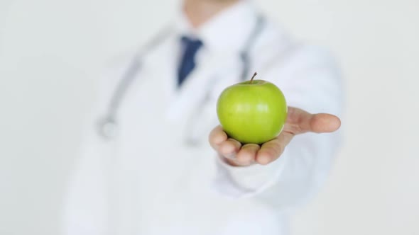 Doctor With Green Apple In Hands 1