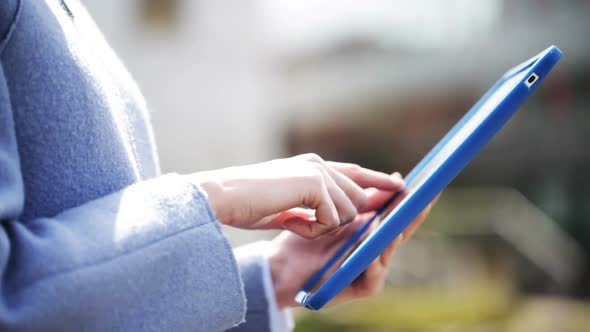 Business Woman Hands With Tablet Pc In City