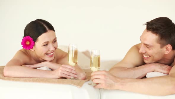 Happy Couple Relaxing In Spa Salon 3