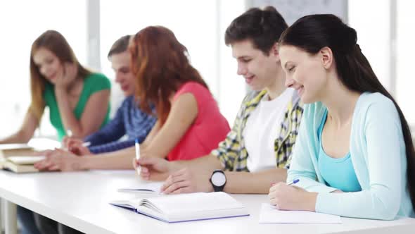 Students With Textbooks And Books At School 1