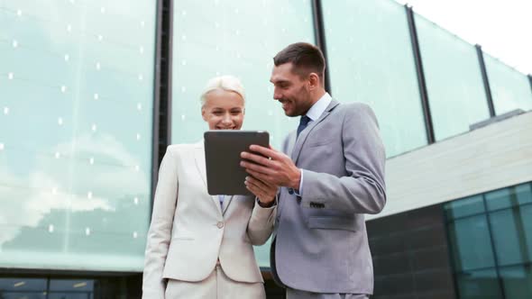 Smiling Businessmen With Tablet Pc Outdoors 2