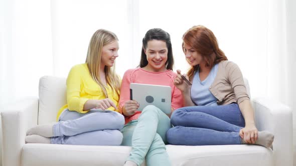 Teenage Girls With Tablet Pc And Credit Card 1