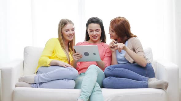 Teenage Girls With Tablet Pc And Credit Card 3