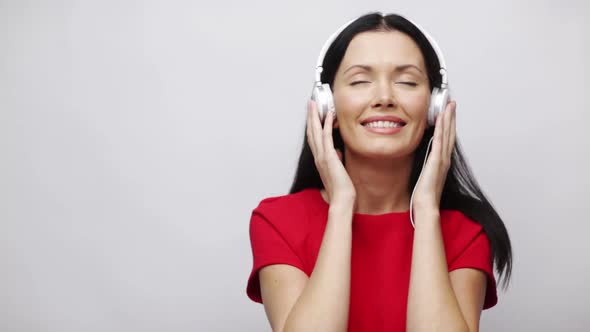 Happy Singing Girl With Headphones