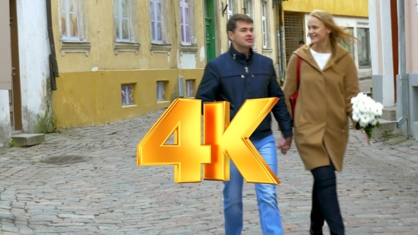 Young Couple Walking On The Date In Old City