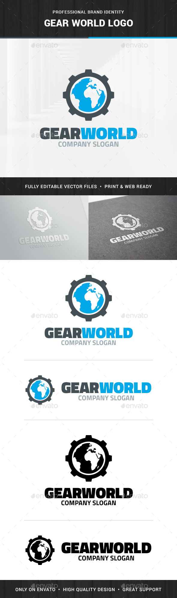 Gear World Logo Template